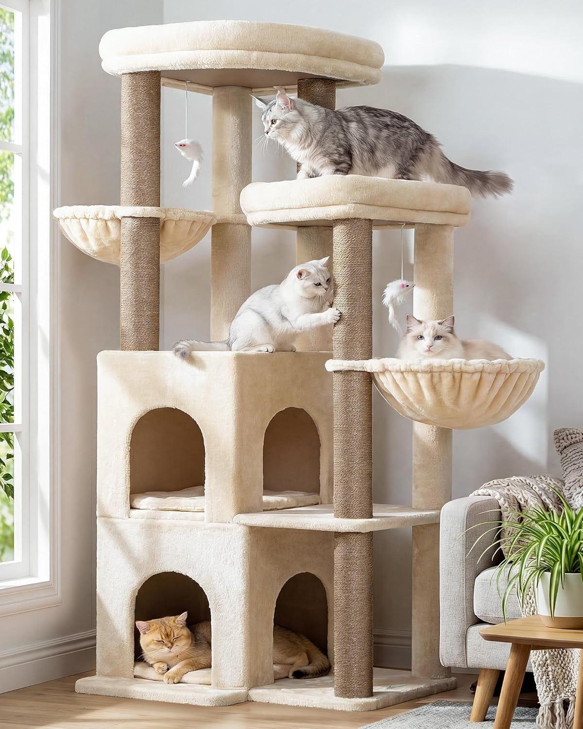 globlazer-cat-tree-tower-for-indoor-cats-50-inch-adult-cat-tree-house-for-large-adult-cats-with-steps-scratching-post-2-cat-caves-dangling-toys-fc50-light-grey