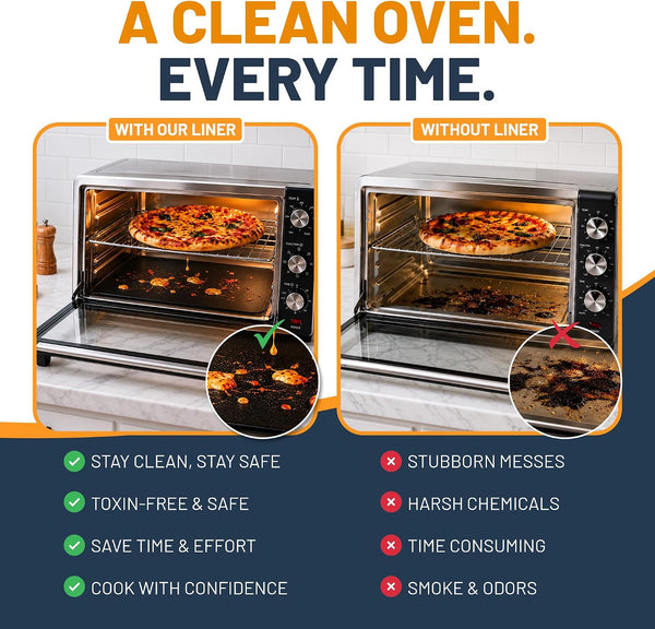 Toaster Oven Liners for Bottom of Oven (4 Pack) Reusable Non-Stick Heat Resistant Toaster Liners, Compatible with Breville, Cuisinart, Black & Decker, Dash, and More - Air Fryer Liners 12"X12" (Black)5