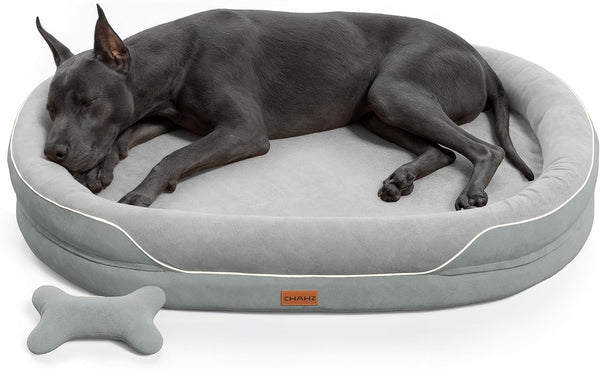 CWAWZ XL Orthopedic Dog Bed, Extra Large Dog Bed, Dog Sofa for Large Sized Dogs with Full-Surround Bolsters, Dual-Sided Dog Cooling Bed with Memory Foam, Washable Sofa with Nonslip Bottom, Light Grey11