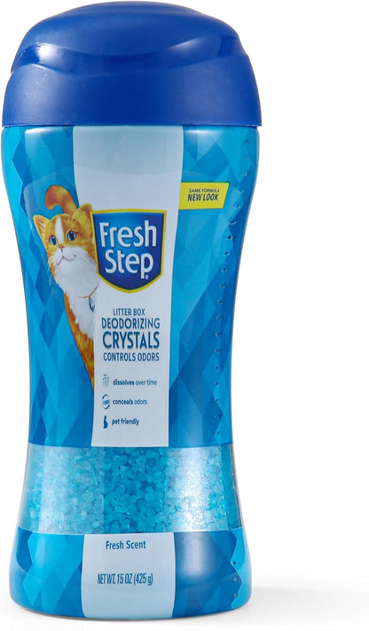 Fresh Step Cat Litter Crystals Deodorizer, Non Toxic Odor Neutralizing Crystals for Litter Boxes That Help Control Smells and Keep Home Areas Fresh, Fresh Scent, 15 Ounce1