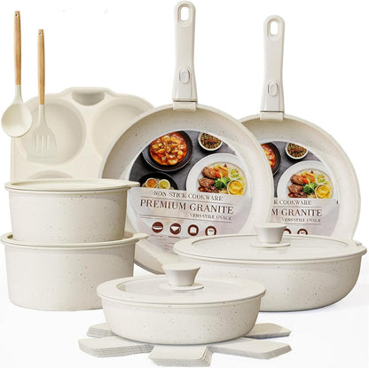 Ceramic Cookware Set, Pots and Pans Set Non Stick, 21-Piece Induction Cookware, Non Toxic Healthy Non Stick Kitchen Cooking Set, with Frying Pans Set, PFAS PTFE PFOA PFOS Free1