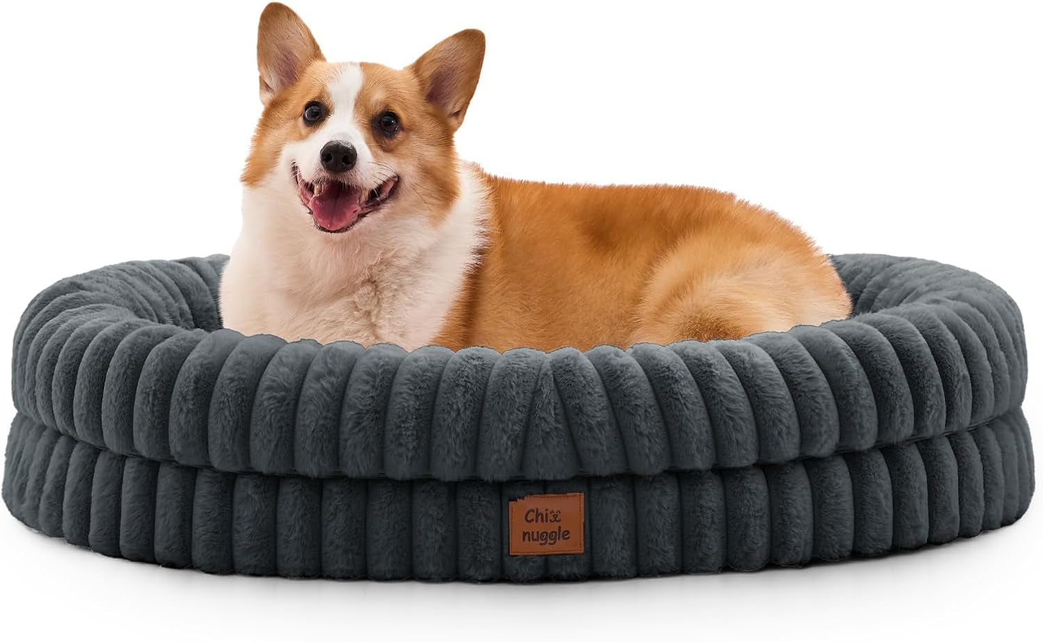 chixnuggle-orthopedic-dog-bed-washable-cover-faux-fur-bolster-pet-couch-waterproof-egg-crate-foam-non-slip-bottom-for-small-medium-dogs-dark-grey-30-24-7-dog-sofa-puppy-bed