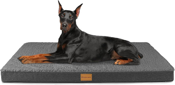 Patas Lague Orthopedic Dog Bed Large Sized Dog 36''X24'',Soft Waterproof Egg Crate Foam Medium Pet Crate Beds Mat with Removable Washable Cover and Non-Slip Bottom, Black23