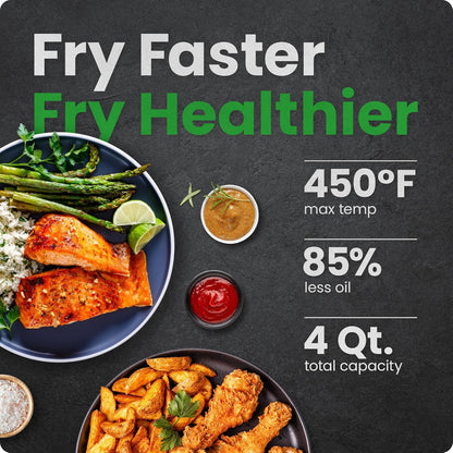 Air Fryer – 4 QT Compact Airfryer for Quick & Easy Meals, Features Hi-Fry Technology for Extra Crisp, Easy-View Window, Touch Controls with 4 Presets, Nonstick & Dishwasher Safe Basket - Black2