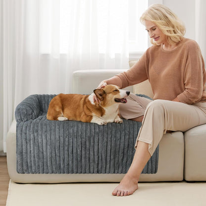 Wn'S Day Luxurious Dog Couch Bed, Washable Calming Dog Couch Cover, Removable Couch Protector for Dogs, Waterproof Sofa Bed, Pet Bed Mats for Couch, Pet Couch Covers for Sofa(Grey, L)8