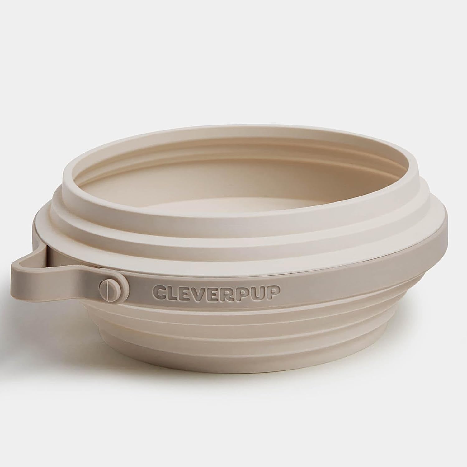 cleverpup-nomad-large-collapsible-travel-dog-bowl-4-cup-bpa-free-silicone-for-medium-large-dogs-portable-food-water-dishwasher-safe-sand