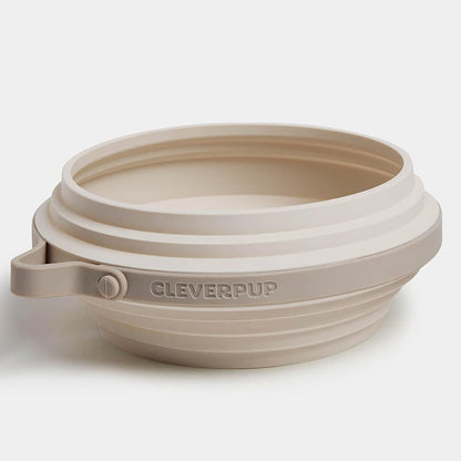 Cleverpup Nomad Large Collapsible Travel Dog Bowl - 4 Cup Bpa-Free Silicone for Medium & Large Dogs, Portable, Food & Water, Dishwasher Safe - Sand1