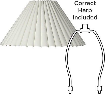 Antique Extra Large White Box Pleat Shade 6.75X20.75X12.5 (Spider) Set 2 | Pre-Assembled 6.75" Top X 20.75" Bottom X 10.75" High X 12.5" Slant Replacement for Table + Floor Lamps Empire Harp + Finial7