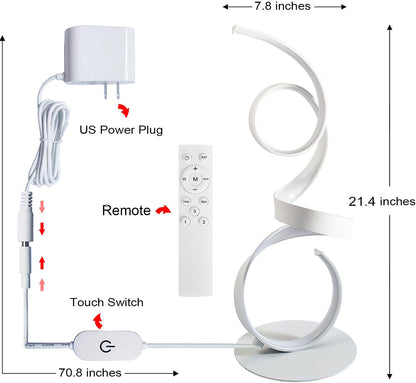20W 2700LM 3 Colors Dimmable LED Art Table Lamp 21.4 Inch with Touch Switch for Living Room,Bedroom (White)2