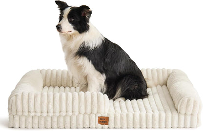 Chixnuggle Orthopedic Dog Bed, Washable Cover, Faux Fur Bolster Pet Couch | Waterproof,Egg Crate Foam,Non-Slip Bottom,For Small Medium Dogs,Dark Grey,30*24*7,Dog Sofa,Puppy Bed24