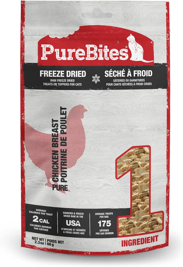 Purebites Chicken Breast Freeze Dried Cat Treats, 1 Ingredient, Made in USA, 2.3Oz1