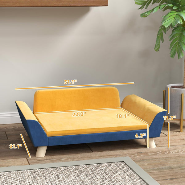 Pawhut Dog Sofa Bed, Pet Couch for Small Dogs with Soft Cushion, Removable Washable Cover, Elevated Dog Bed Couch with Anti-Slip Foot Pads, Orange | Pet Sofa, Removable Washable Cover, Elevated Pet Bed Couch, Anti-Slip Foot Pads7