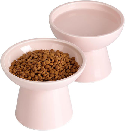 Loejan Elevated Cat Food and Water Bowls Set, Extra Wide and Raised Ceramic Bowls, Anti-Vomit Whisker-Free Pressure Cat Feeder for Kittens to Adult Cats and Small Dogs (White, Water Bowl)17