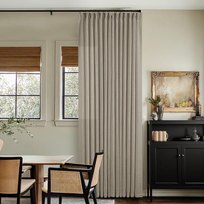 Burlywood Birch Pinch Pleated Linen 90 Inch Curtains 2 Panels | Thick Linen Textured, Flax Burlap Taupe, Pinch Pleat Drapes 90 Inches Long, Semi Sheer Curtains, for Dining Bedroom Office7