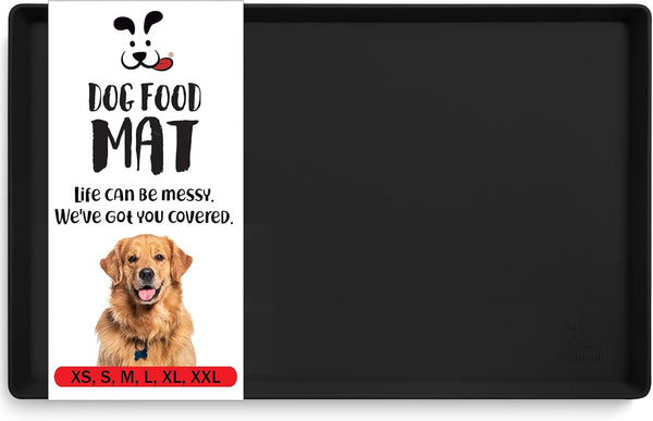 Dogbuddy Dog Food Mat – Waterproof Dog Bowl Mat for Food and Water, Silicone Pet Feeding Mats for Floors, Non-Slip Placemat with High Edges for Dogs Bowls, Puppy Essentials (L: 24" X 16", Shadow)8