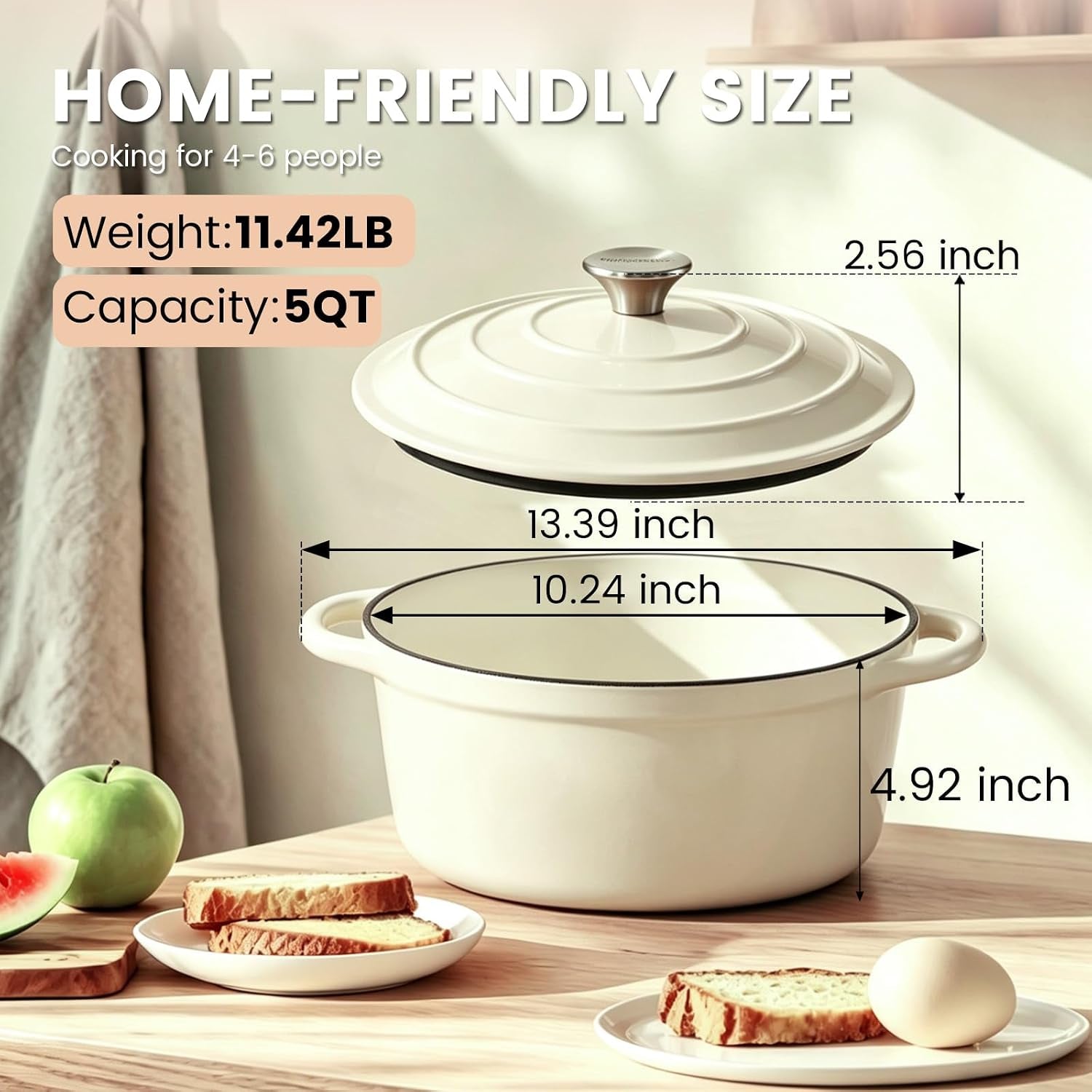 5-qt-enameled-cast-iron-dutch-oven-with-lid-cream-for-sourdough-bread-baking-oven-safe-to-500-f-works-on-all-stovetops-serves-4-6