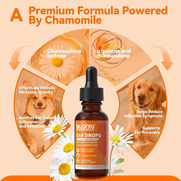Dog Ear Cleaner Drops for Infection Treatment | Vet Formulated Patented Quantum Silver Water-Based Drops Soothe Ear Itching, Irritation, Cleans Wax, Odor, 1 Fl Oz3