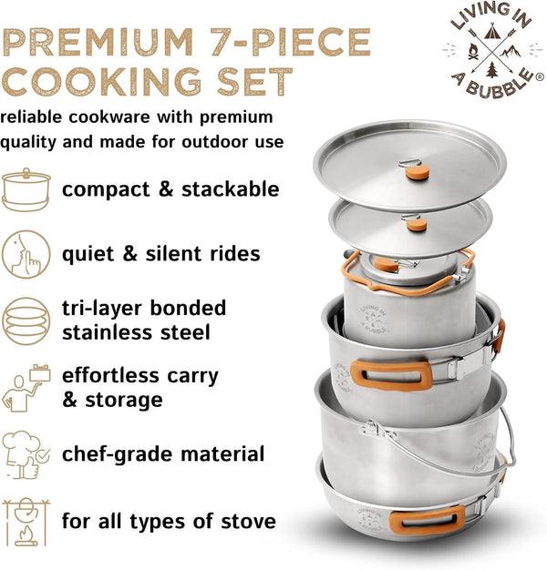 Premium 7-Piece Stainless Steel Cooking Set. Tri-Layer Bonded Stainless-Steel - Ergonomic Handles with Silicone Sleeve - Compact & Stackable2