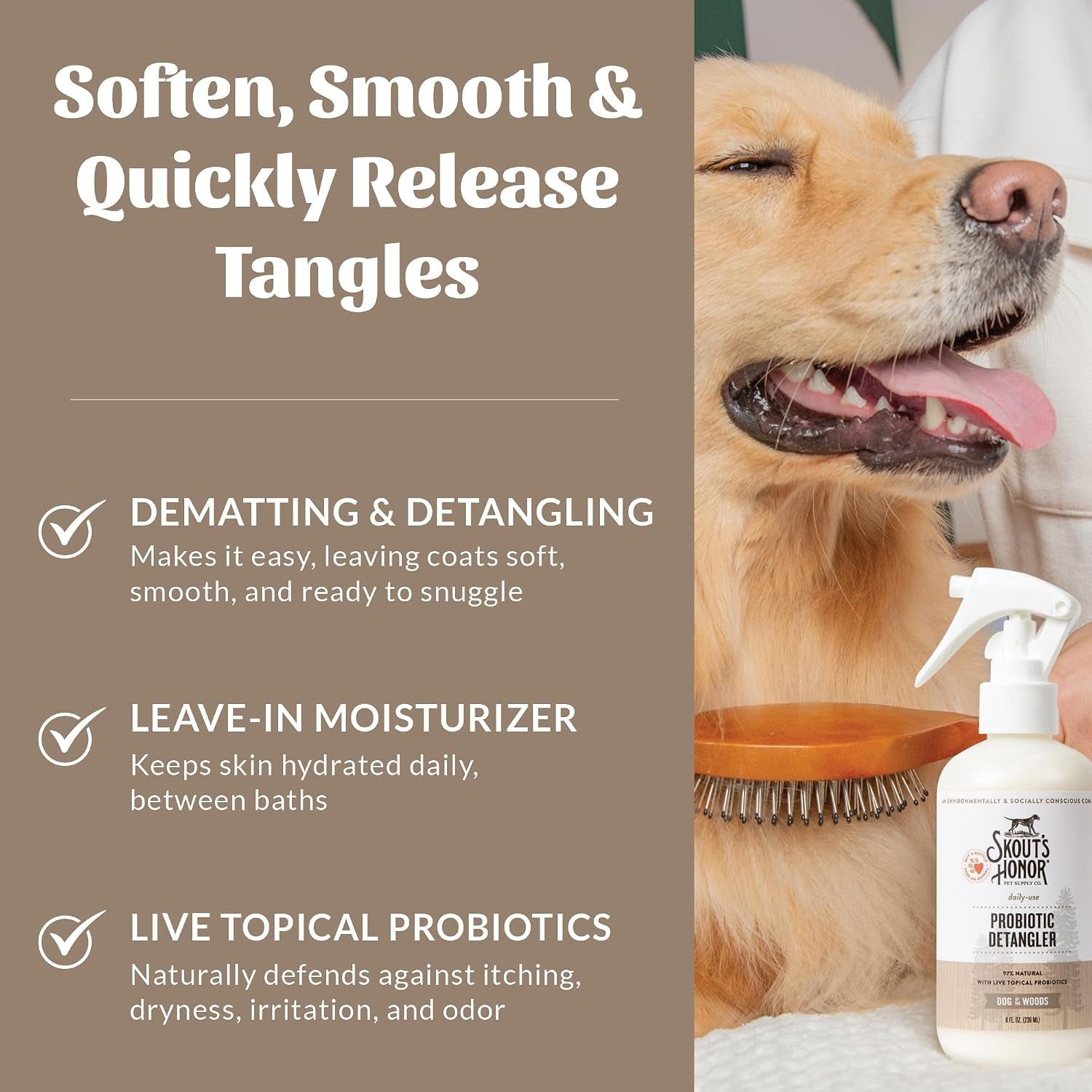 skouts-honor-probiotic-dog-detangler-spray-dog-of-the-woods-8-oz-hydrating-and-conditioning-with-avocado-oil-97-natural-microbiome-friendly-paraben-and-sulfate-free
