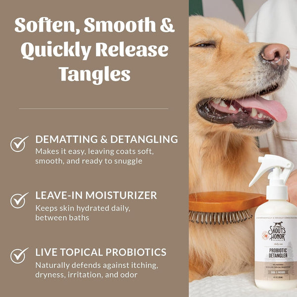 SKOUT'S HONOR Probiotic Dog Detangler Spray - Dog of The. Woods, 8 Oz | Hydrating and Conditioning with Avocado Oil, 97% Natural, Microbiome-Friendly, Paraben and Sulfate-Free3