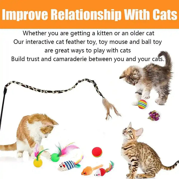 21 Pcs Cat Toys for Indoor Cats Collapsible Cat Tunnel Interactive Feather Teaser Wand Ball Toy for Kitten Cats4