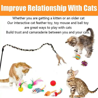 21 Pcs Cat Toys for Indoor Cats Collapsible Cat Tunnel Interactive Feather Teaser Wand Ball Toy for Kitten Cats4