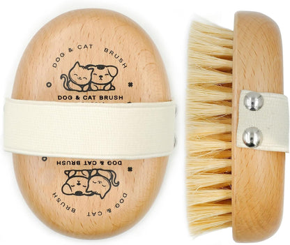 Soft Dog Brush, Bristle Brush for Dog Grooming | Dog Palm Brush, Gentle Grooming, for Small & Large Dogs, Wood Handle1
