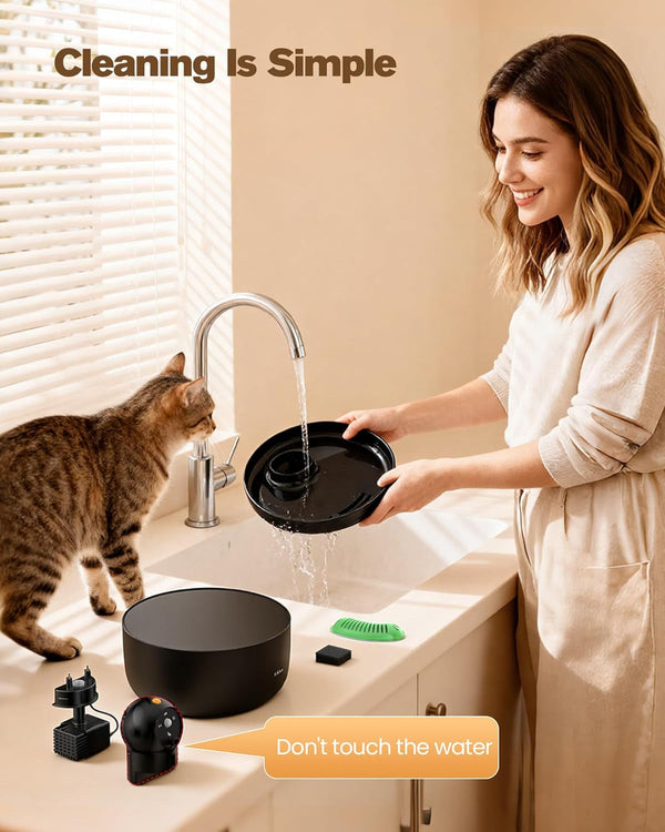 Cat Water Fountain Wireless Cordless: Cat Fountain for Drinking Battery Operated - 88Oz/2.6L Black Pet Water Fountain Rechargeable - Quiet Cats Water Bowl Dispenser with Motion Sensor - Small Animals8
