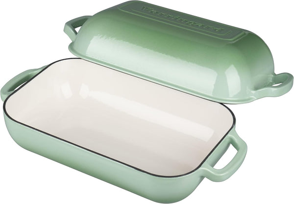 Large Cast Iron Dutch Oven Dome Pot with Lid, Enameled Bread Oven, Bread Pan for Homemade Sourdough Bread Baking, 6QT, Green9
