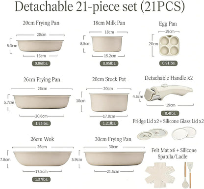 Ceramic Cookware Set, Pots and Pans Set Non Stick, 21-Piece Induction Cookware, Non Toxic Healthy Non Stick Kitchen Cooking Set, with Frying Pans Set, PFAS PTFE PFOA PFOS Free2