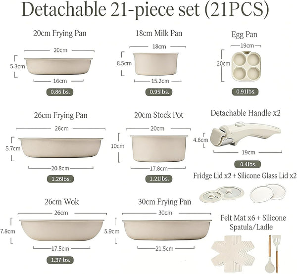Ceramic Cookware Set, Pots and Pans Set Non Stick, 21-Piece Induction Cookware, Non Toxic Healthy Non Stick Kitchen Cooking Set, with Frying Pans Set, PFAS PTFE PFOA PFOS Free2