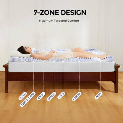Twin XL Mattress Topper, 3 Inch Mattress Topper Twin XL 7-Zone Memory Foam Pressure Relief Soft Mattress Pad, Made with Certipur-Us® Certified Foam, Oeko-Tex Certified2