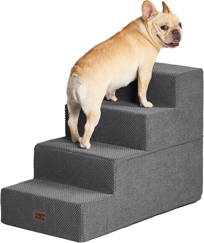 EHEYCIGA Dog Stairs for Bed 18" H, Dog 4-Steps for High Bed, Olive Green | Pet Steps for Small Dogs and Cats, Non-Slip Balanced Pet Ramp Indoor58