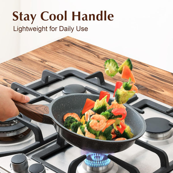 Nonstick Frying Pan Skillet with Lid, Omelet Pan with Cover, Healthy Egg Pan Chef'S Pan, Kitchen Cooking Pan, PFOA Free (8Inch + Glass Lid) | Omelette Pan with Cover, Healthy Egg Pan Skillet Kitchen Cooking Pan, PFOA/PFOS Free4