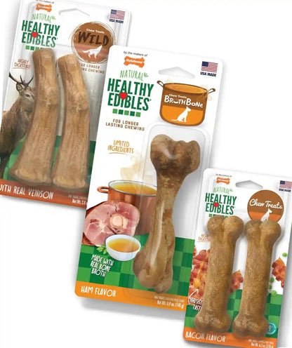 Nylabone Healthy Edibles Natural Dog Chews Long Lasting Roast Beef Flavor Treats for Dogs, Medium/Wolf (2 Count)19