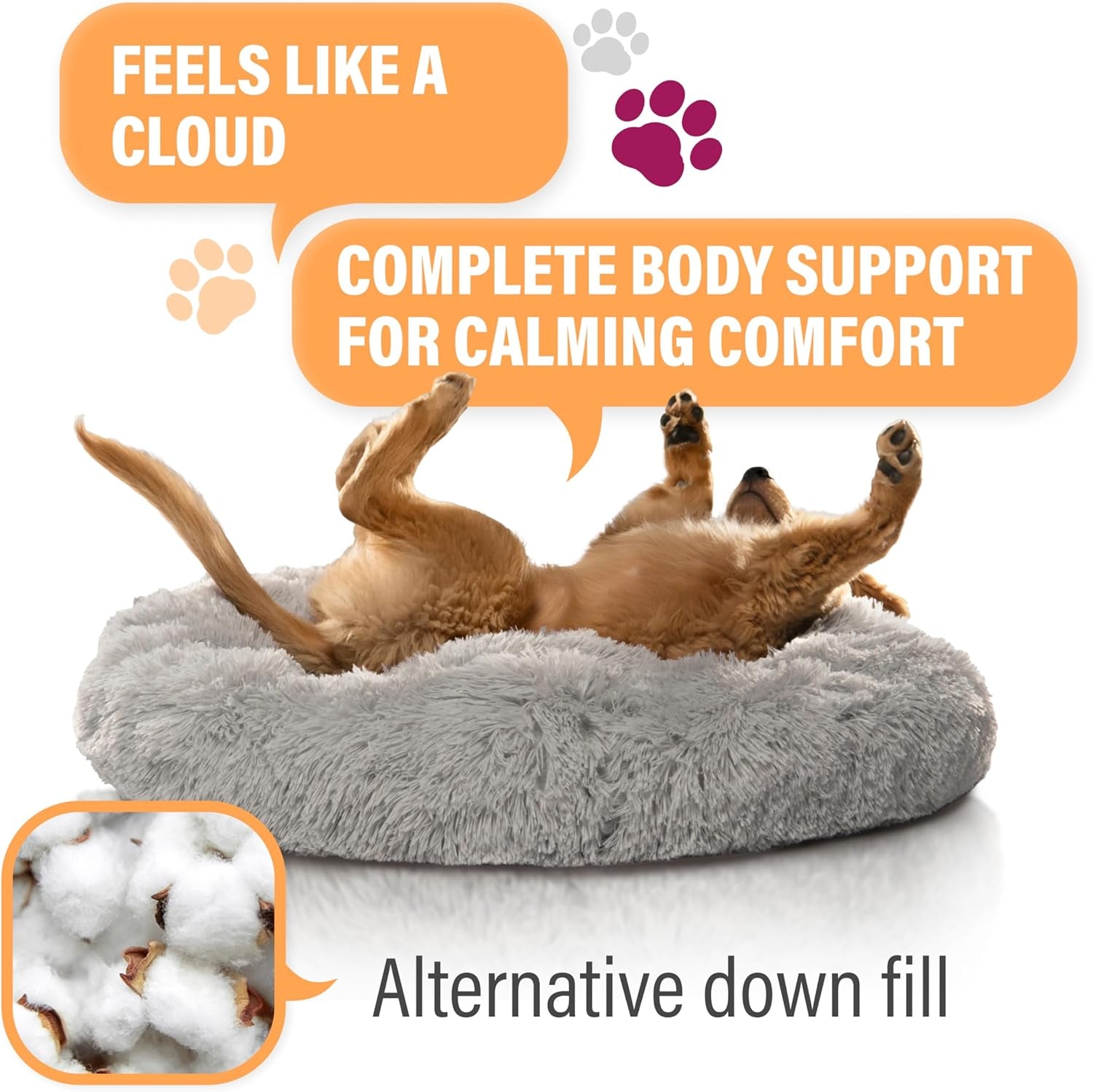 active-pets-premium-medium-donut-dog-bed-fits-up-to-45-lbs-machine-washable-cushion-plush-long-pile-faux-fur-fabric-portable-beige-pet-bed-furniture-for-puppies-adult-canines-cats