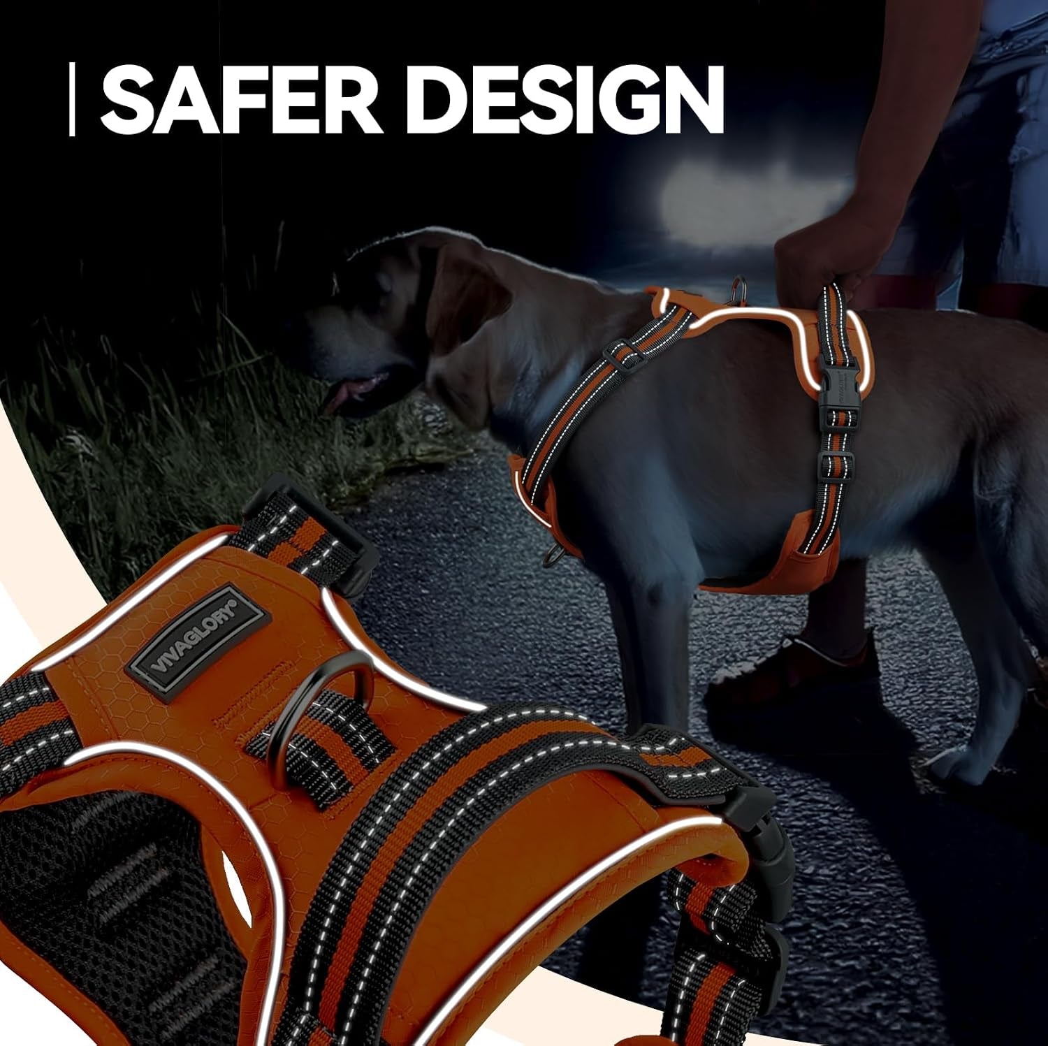 vivaglory-no-pull-dog-harness-vest-harness-l-orange-patterned-with-handle-front-and-back-clip-for-training-pulling-no-pull-escape-proof-padded-adjustable-for-pet-puppy