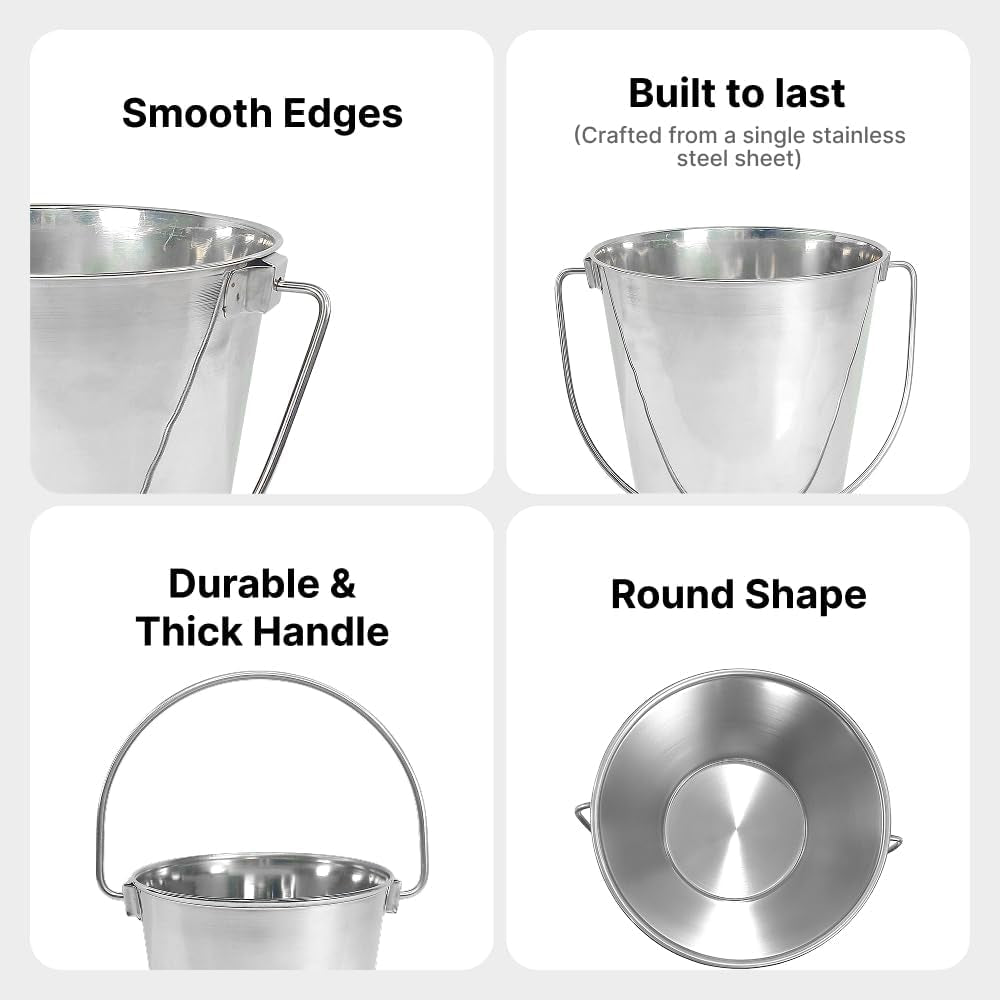 1-gallon-heavy-duty-stainless-steel-bucket-rust-resistant-metal-bucket-for-feeding-watering-pets-livestock-cleaning-perfect-for-crates-kennels-cages-hang-on-fences-4-quart