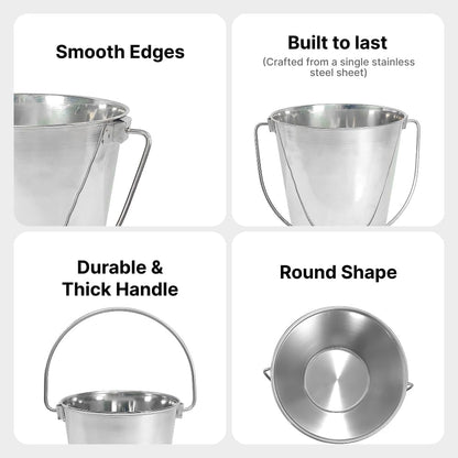 1 Gallon Heavy Duty Stainless Steel Bucket - Rust-Resistant Metal Bucket for Feeding & Watering Pets, Livestock & Cleaning - Perfect for Crates, Kennels, Cages & Hang on Fences - 4 Quart3