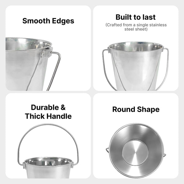 1 Gallon Heavy Duty Stainless Steel Bucket - Rust-Resistant Metal Bucket for Feeding & Watering Pets, Livestock & Cleaning - Perfect for Crates, Kennels, Cages & Hang on Fences - 4 Quart3