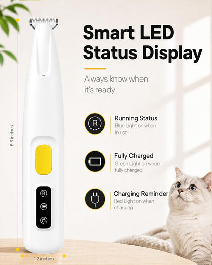 FURBONA Dog Paw Trimmer, 18Mm Quiet Dog Hair Trimmer with LED Light | 18Mm Wide Blade for Paws, Face, Ears and Rump, LED Light, 35Db Quiet Pet Grooming, IPX4 Water-Resistant, USB Rechargeable7