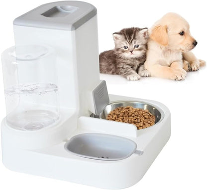 2 in 1 Automatic Cat Feeder & Water Dispenser,Gravity Pet Feeder Stainless Steel Food Water Bowl All-In-One Large Capacity Self Feeding for Cats Dogs Small Medium Pets(Green)9