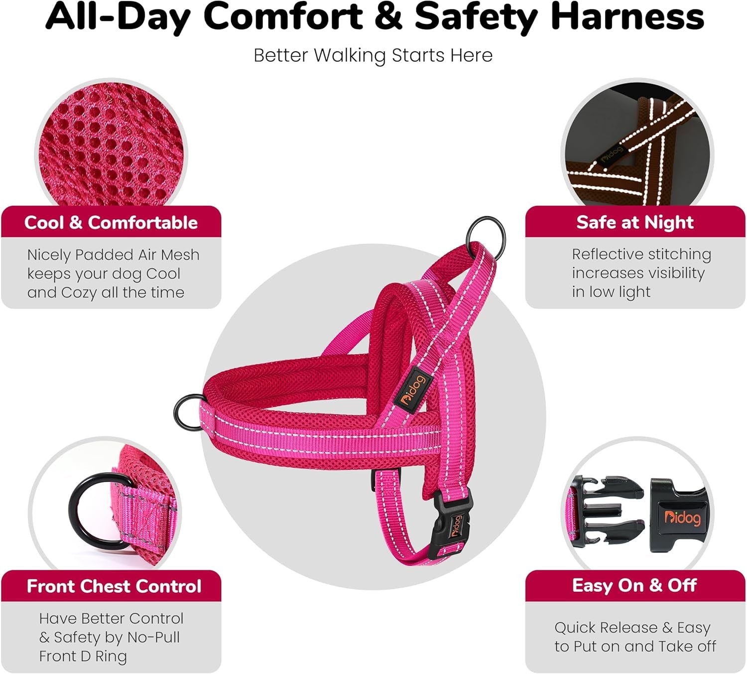 didog-no-pull-dog-harness-for-small-dogs-breathable-mesh-padded-hot-pink-s-quick-fit-easy-on-and-off-lightweight-reflective-vest-harness-for-night-safty-easy-for-walking-and-training-chest-18-22