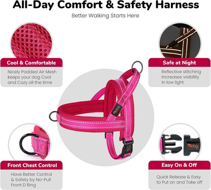 Didog No Pull Dog Harness for Small Dogs, Breathable Mesh Padded,Hot Pink,S | Quick Fit, Easy on and Off, Lightweight, Reflective Vest Harness for Night Safty, Easy for Walking and Training, Chest 18-22"6