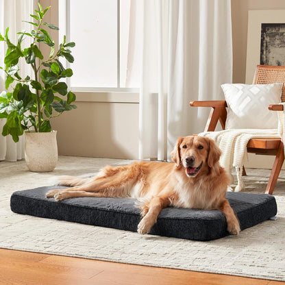 JOEJOY Orthopedic XL Dog Bed for Large Dogs, Waterproof Dog Bed for Crate with Washable Removable Cover, Extra Thick Egg-Crate Memory Foam Pet Beds, Grey, 41"X27"1