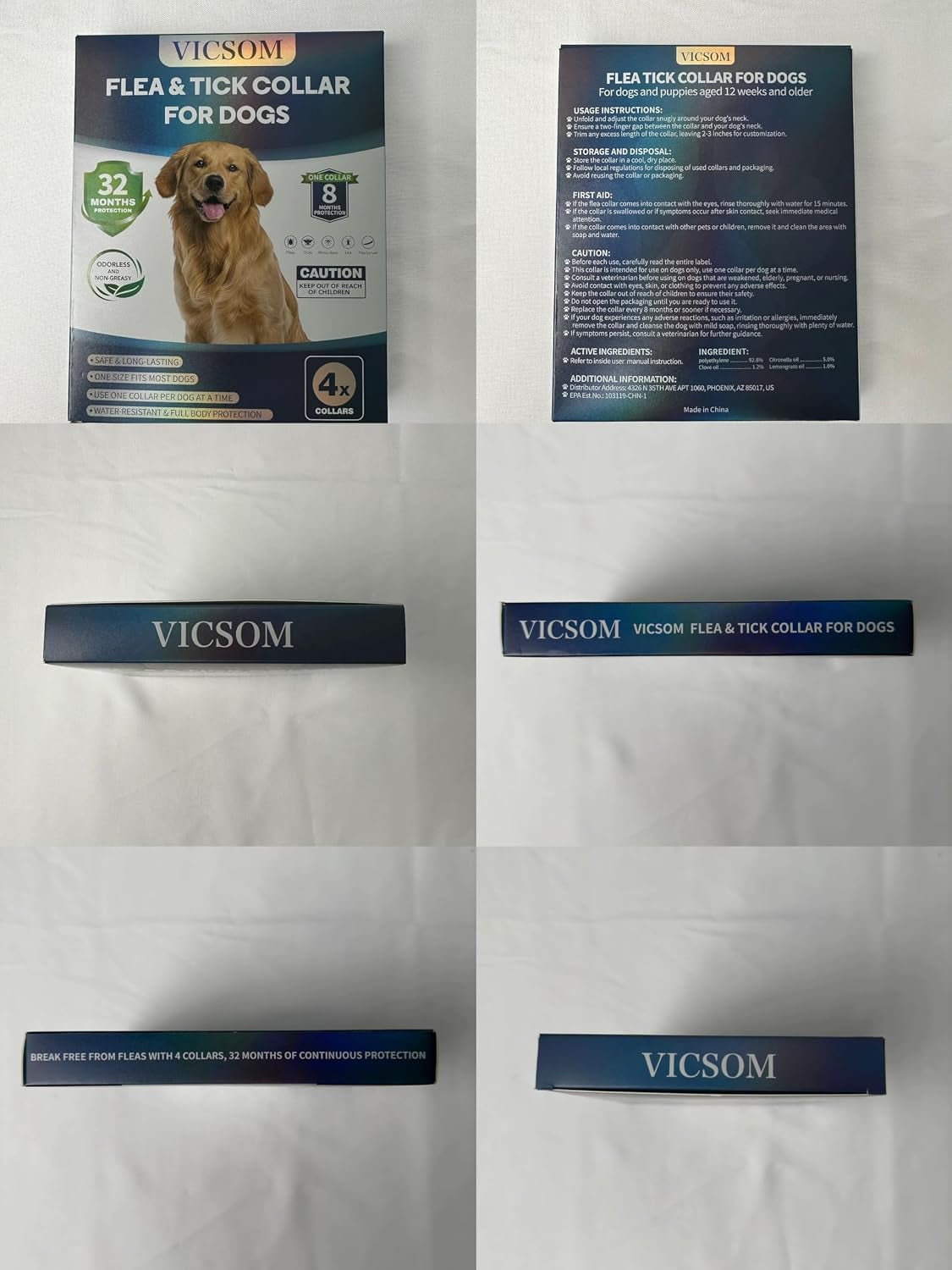vicsom-flea-collar-for-dogs-flea-and-tick-prevention-for-dogs-4-pack-32-months-flea-and-tick-treatmen-for-puppies-and-small-medium-large-dogs-waterproof-adjustable-collars-unscented-black