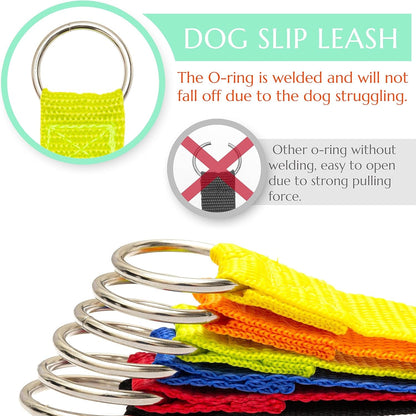 Slip Lead Dog Leash, 6 Pcs Short Pet Leashes Slip Leads for Dogs Cats Grooming Shelter Rescues Walking Training,Etc., 6 FT Strong Pulling Dog Leash with O-Ring3