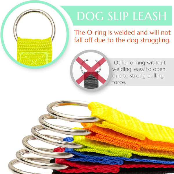 Slip Lead Dog Leash, 6 Pcs Short Pet Leashes Slip Leads for Dogs Cats Grooming Shelter Rescues Walking Training,Etc., 6 FT Strong Pulling Dog Leash with O-Ring3
