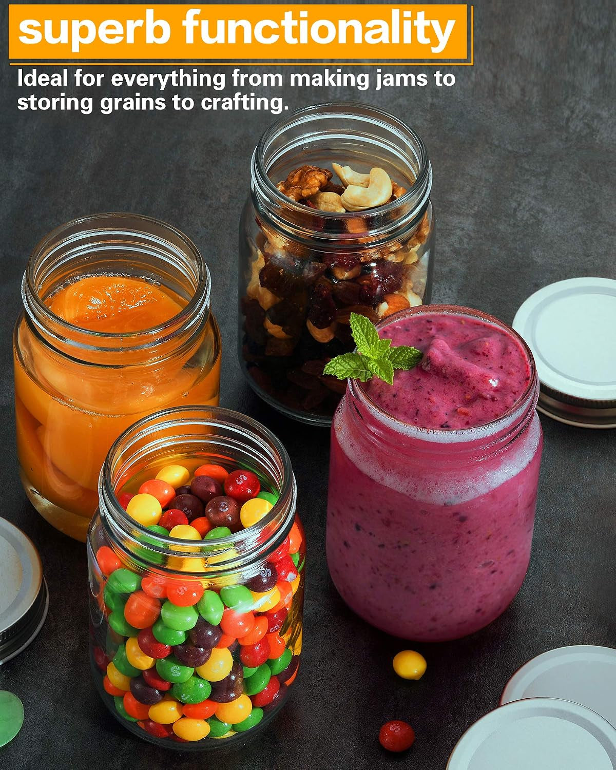 16-oz-mason-jars-with-silver-lids-15-pack-pint-glass-canning-jars-regular-mouth-clear-glass-jars-bulk-for-meal-prep-overnight-oats-dry-food-diy-crafts-food-storag-with-20-labels-and-1-pen