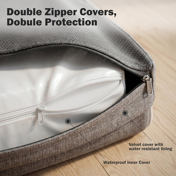 Pawfect Orthopedic Dog Bed for Small, Medium & Large Dogs, Memory Foam Pet Bed with 3 Waterproof Covers, Washable Removable Velvet Cover, Supportive Bolsters, Non-Slip Base (Medium: 32.5"X24.5"X7.5")4